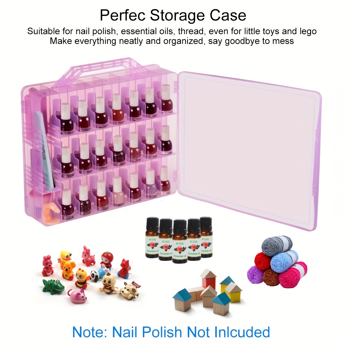 New Portable Clear Double Side Nail Polish Organizer Holder 48 Bottle