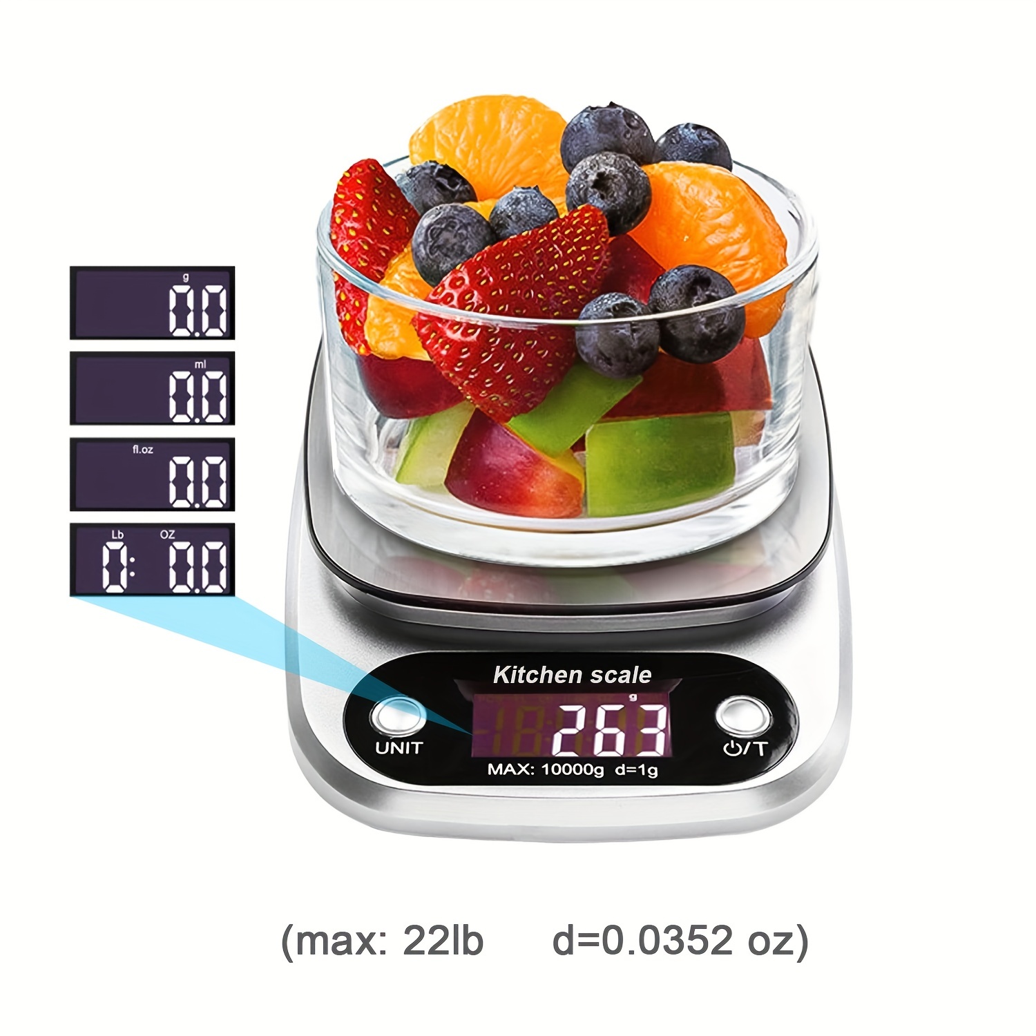 Food Kitchen Scale, Food Scales Digital Weight Grams and Oz, High Precision  Digital Scale, with 2 Trays, Tare Function, Baking, Cooking, LCD Display