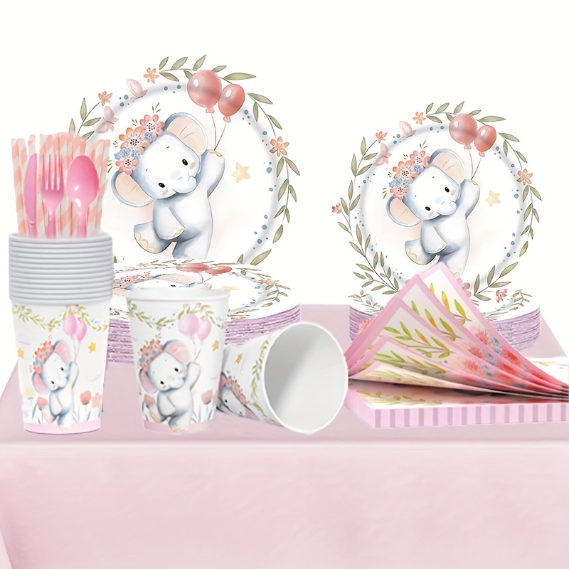 platos de papel baby shower rosa