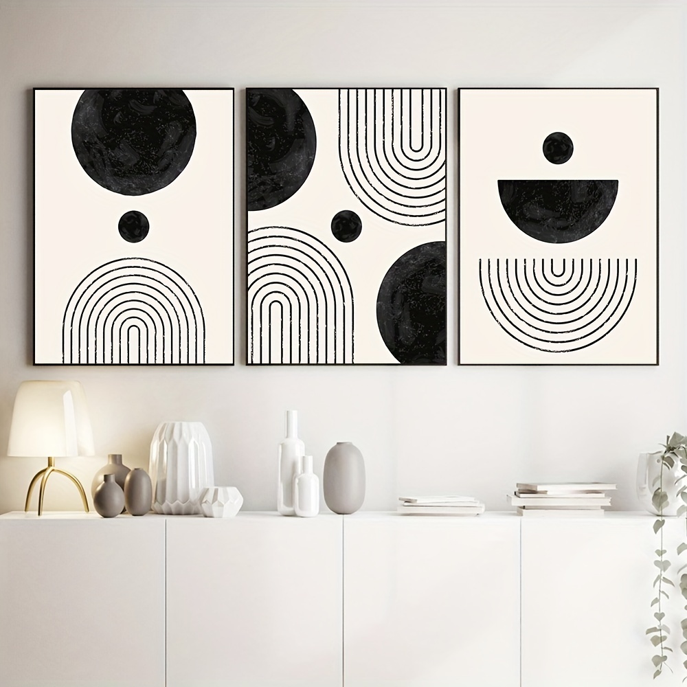 Cuadro dormitorio Diseño minimalista de líneas geométricas negras