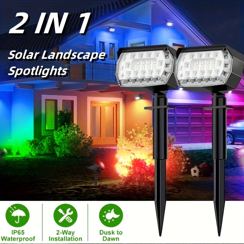 Luces solares que cambian de color para exteriores, 18 luces LED de color  brillante, luces solares impermeables para exteriores, foco solar de