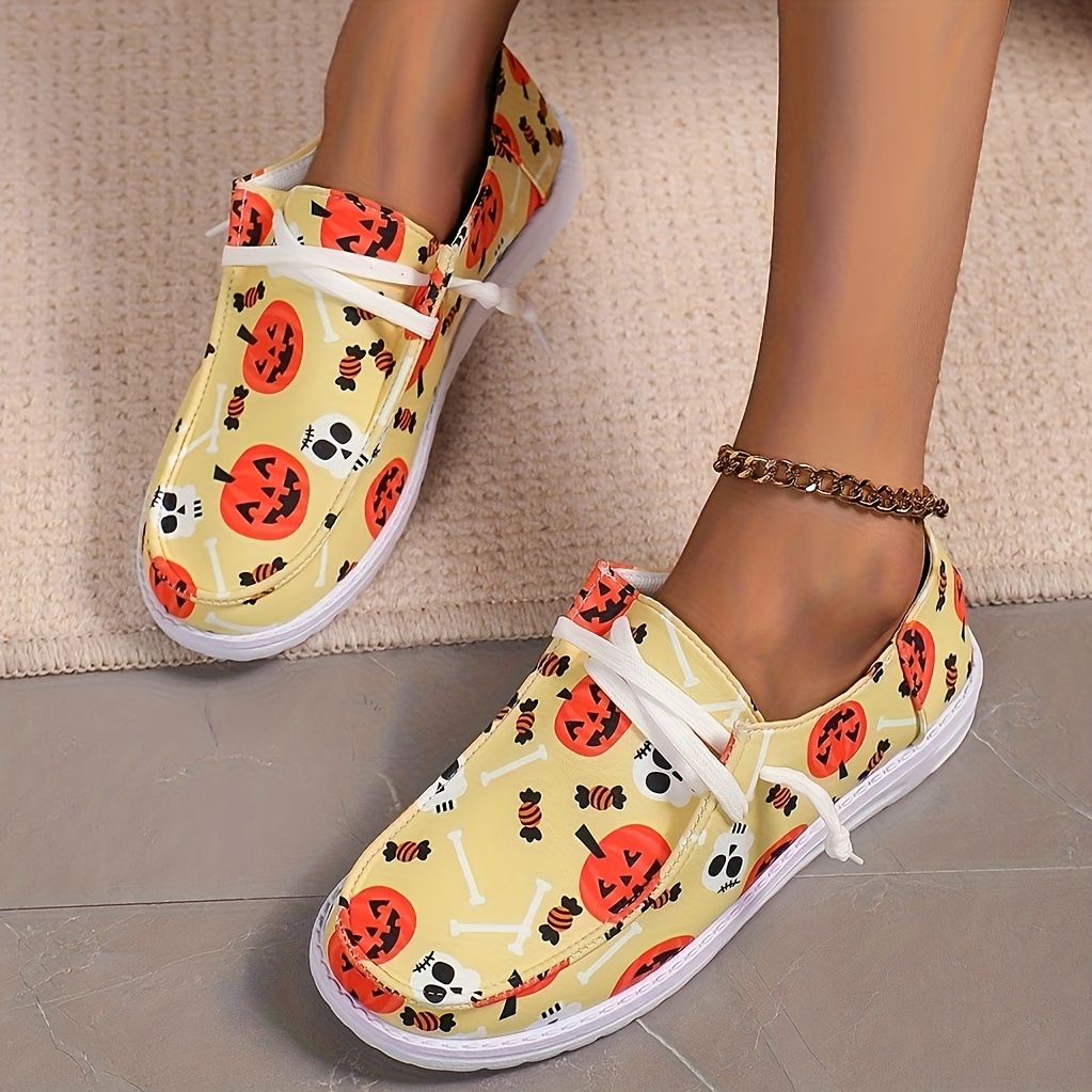 Casual Shoes for Women Women Shoes Halloween Color Printing Casual Shoes  Fashion Soft Sole Non Slip Lazy Casual Shoes Women Casual Shoes Canvas A 37  