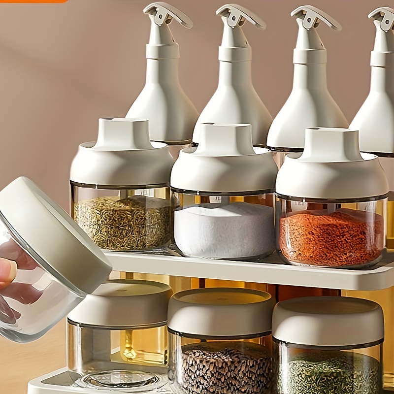 Glass Cooking Spice Jar No Drip Storage Brush Salt Top Seal Spice