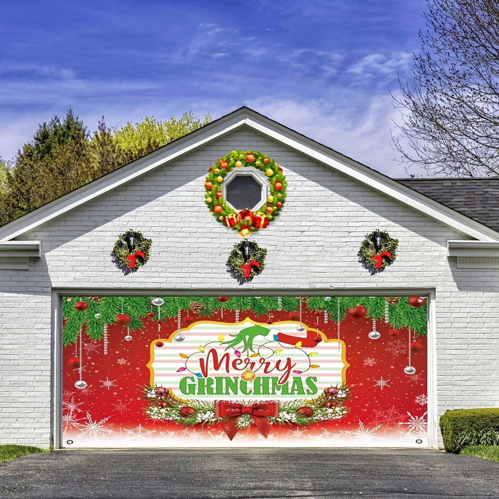 Copertura Per Porta Con Presepe E Scritta Merry Christmas – Stendardo In Tessuto 200x90 Cm Per Decorazioni Natalizie - 2