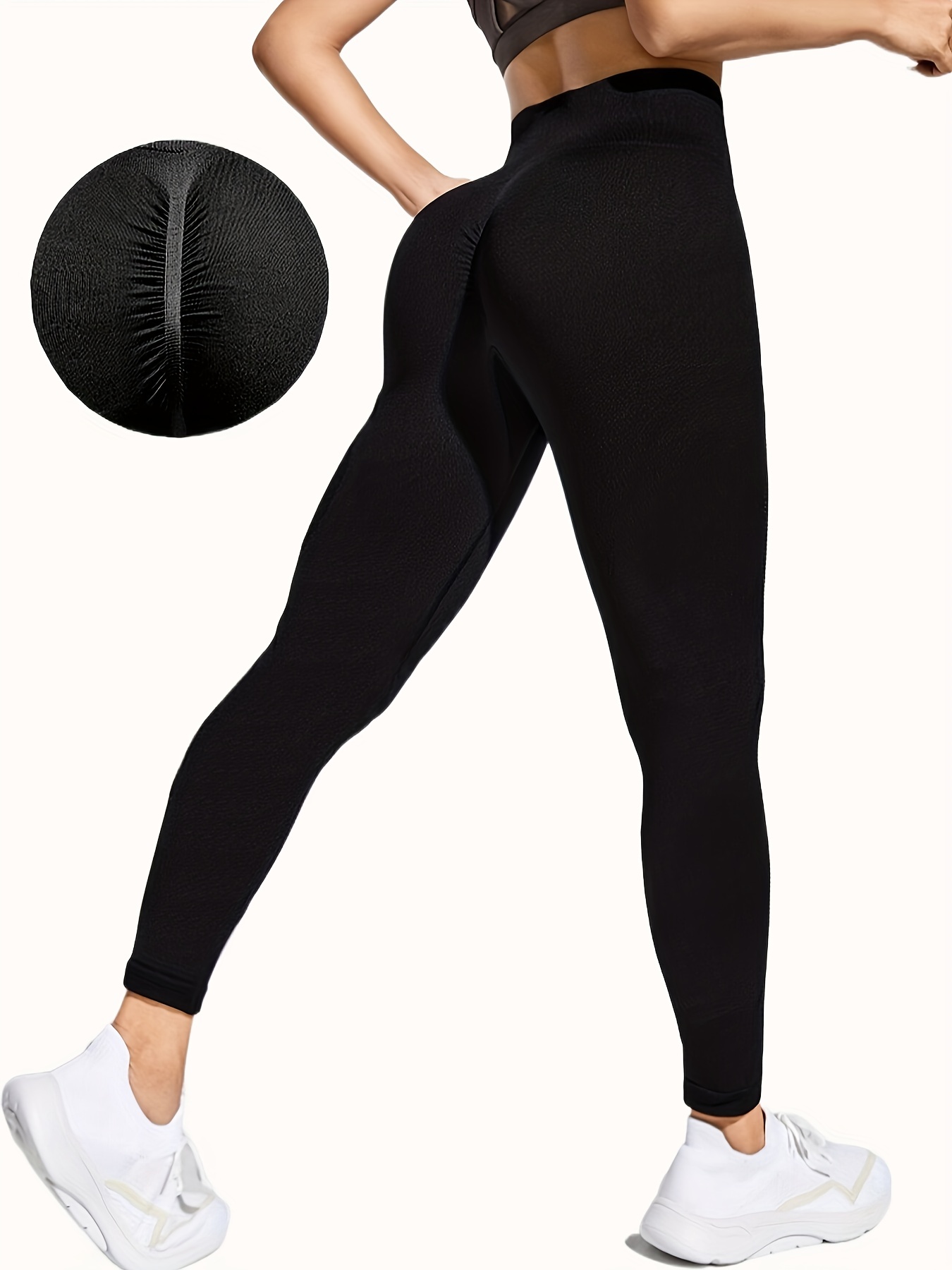 Solid Color Butt Lifting High Waist Sports Leggings Yoga - Temu