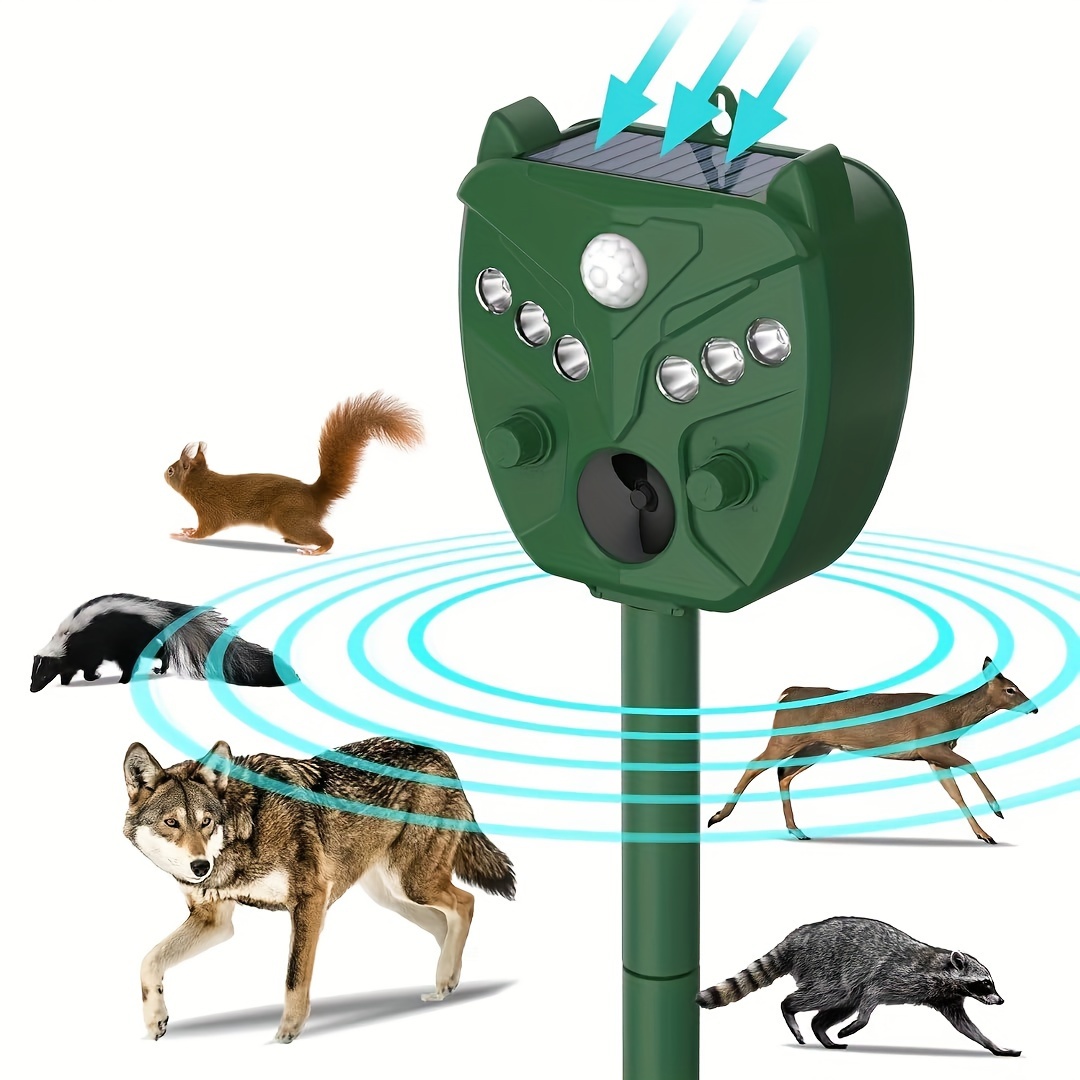 Solar Tier Repeller mit Bewegungssensor Outdoor Ultraschall Katzenabwehr  Wasserdichte Kaninchen Hirsch Abschreckung für Garten, Abwehr Hund Waschbär  Skunk in 360