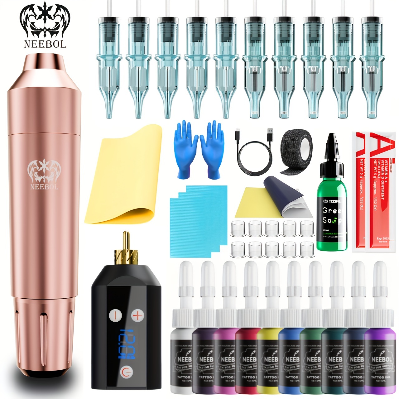 Wireless Tattoo Pen Machine Kit Complete Tattoo Set Rotary - Temu