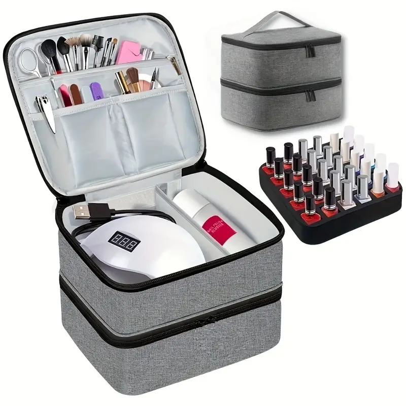 Nail Polish Organizer Double Layer Storage Bag Makeup - Temu