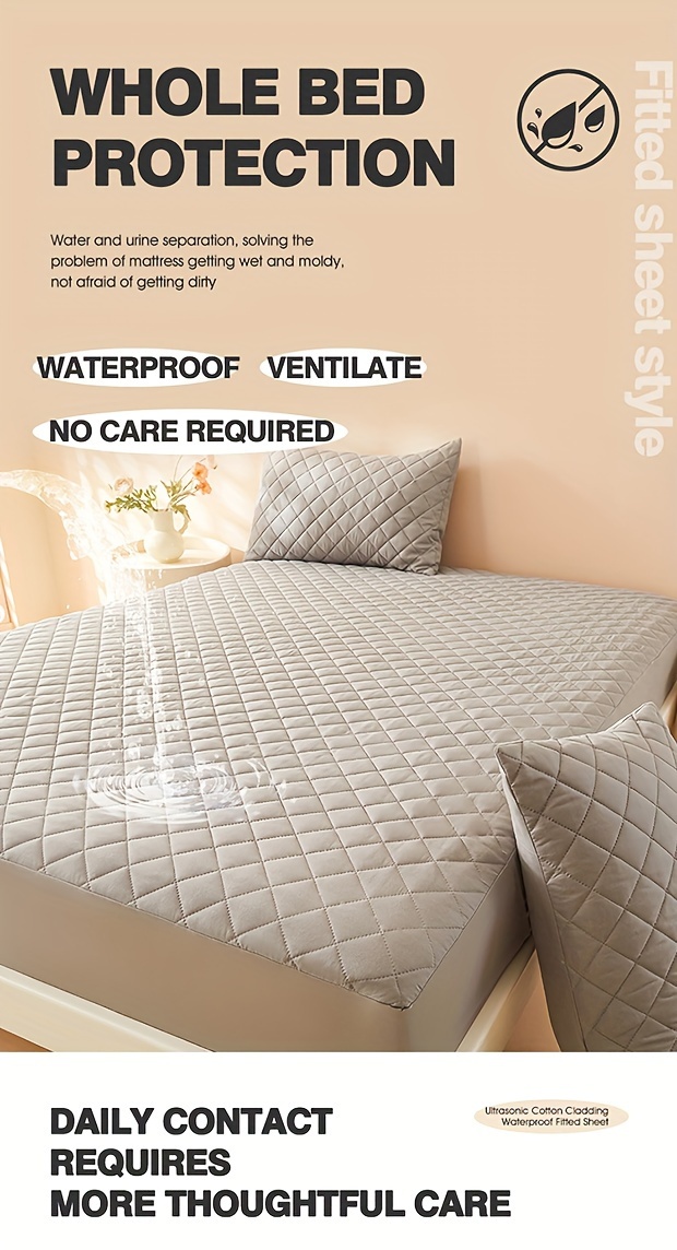 Interlayer Waterproof Mattress Protector Stain Proof And - Temu