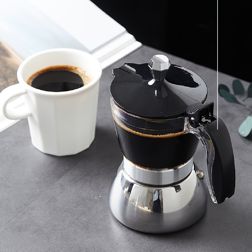 Stovetop Espresso Maker,Crystal Glass-Top Espresso Moka Pot,Coffee