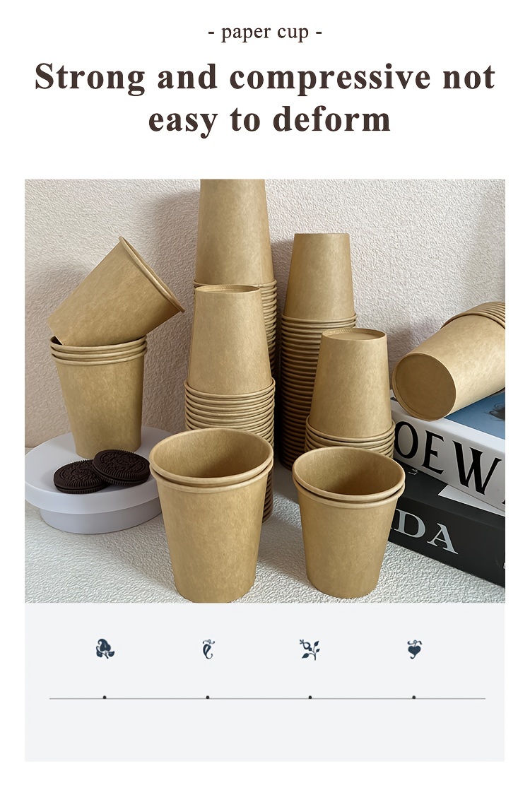 10 50pcs 7 8 oz thickened disposable paper cups kraft paper cups coffee cups milk tea cups coffee cups beverage cups food grade for birthday weddings holidays halloween christmas new year party supplies details 7