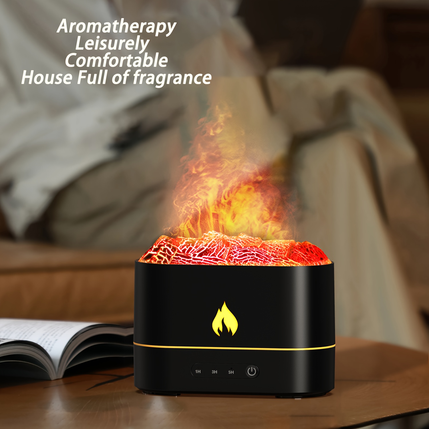 1 piece flame aromatherapy machine 3D simulated volcanic rock atmosphere lamp 7-color portable cold mist USBLED color-changing aromatherapy essential oil diffuser humidifier to rejuvenate your home, office or car, enhance the atmosphere and bring health! Christmas gifts for friends and family in 2023 details 2
