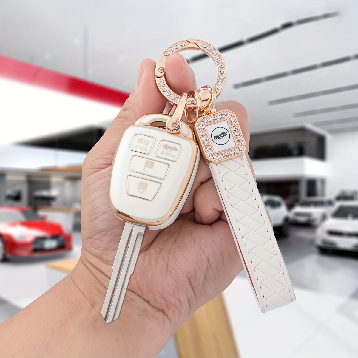 Key Fob Cover With Pu Leather Lanyard, Car Key Case For 2018-2022 Avalon  Corolla Gt86 Smart Key Protector - Temu