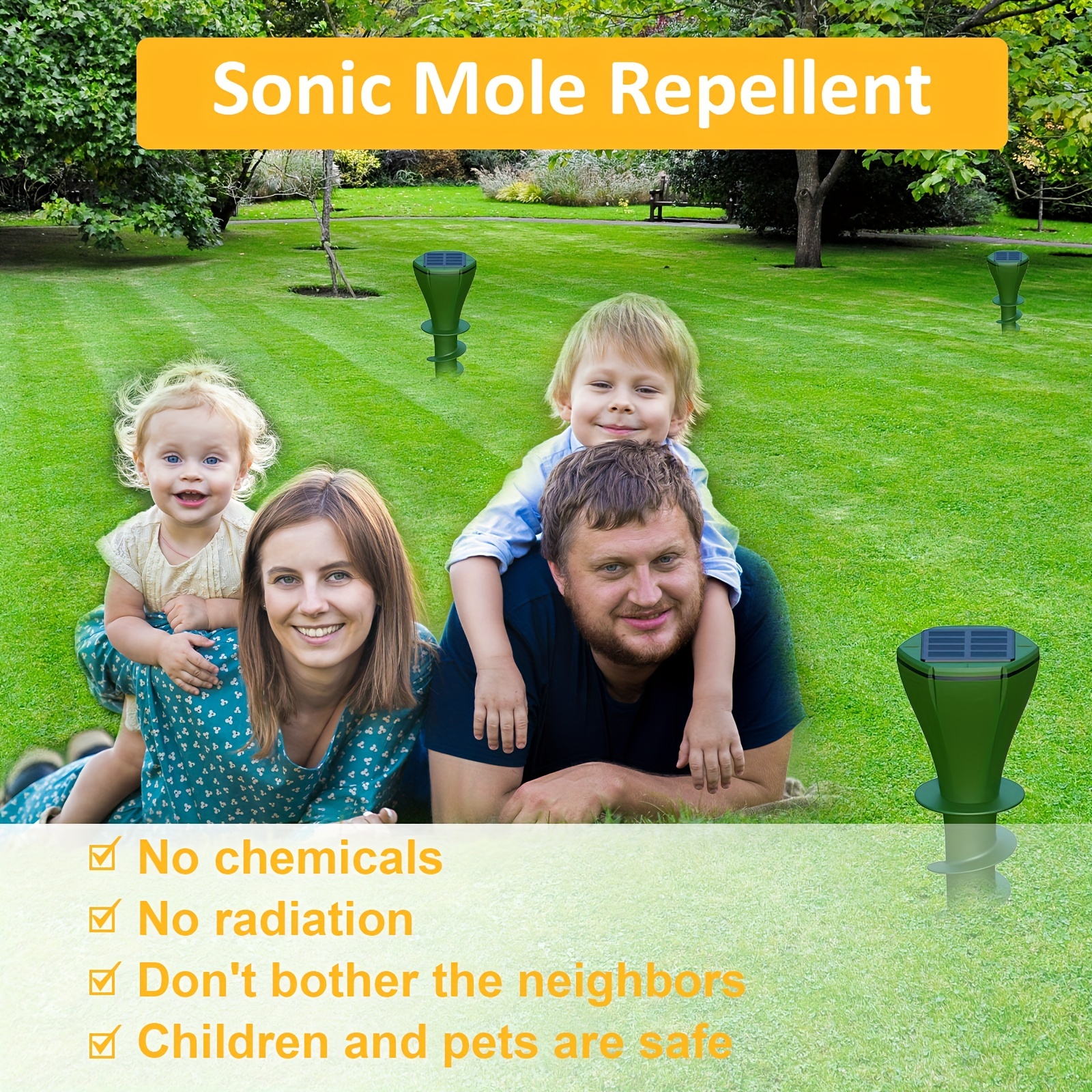 Mole Repellent for Lawns, Sonic Mole Repellent Solar Powered