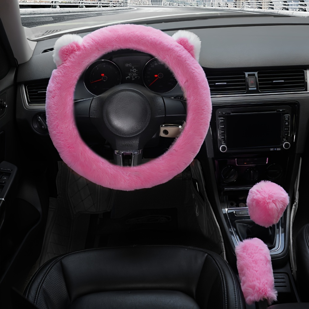 Winter Plush Fluffy Steering Wheel Cover Imitated Rabbit Fur