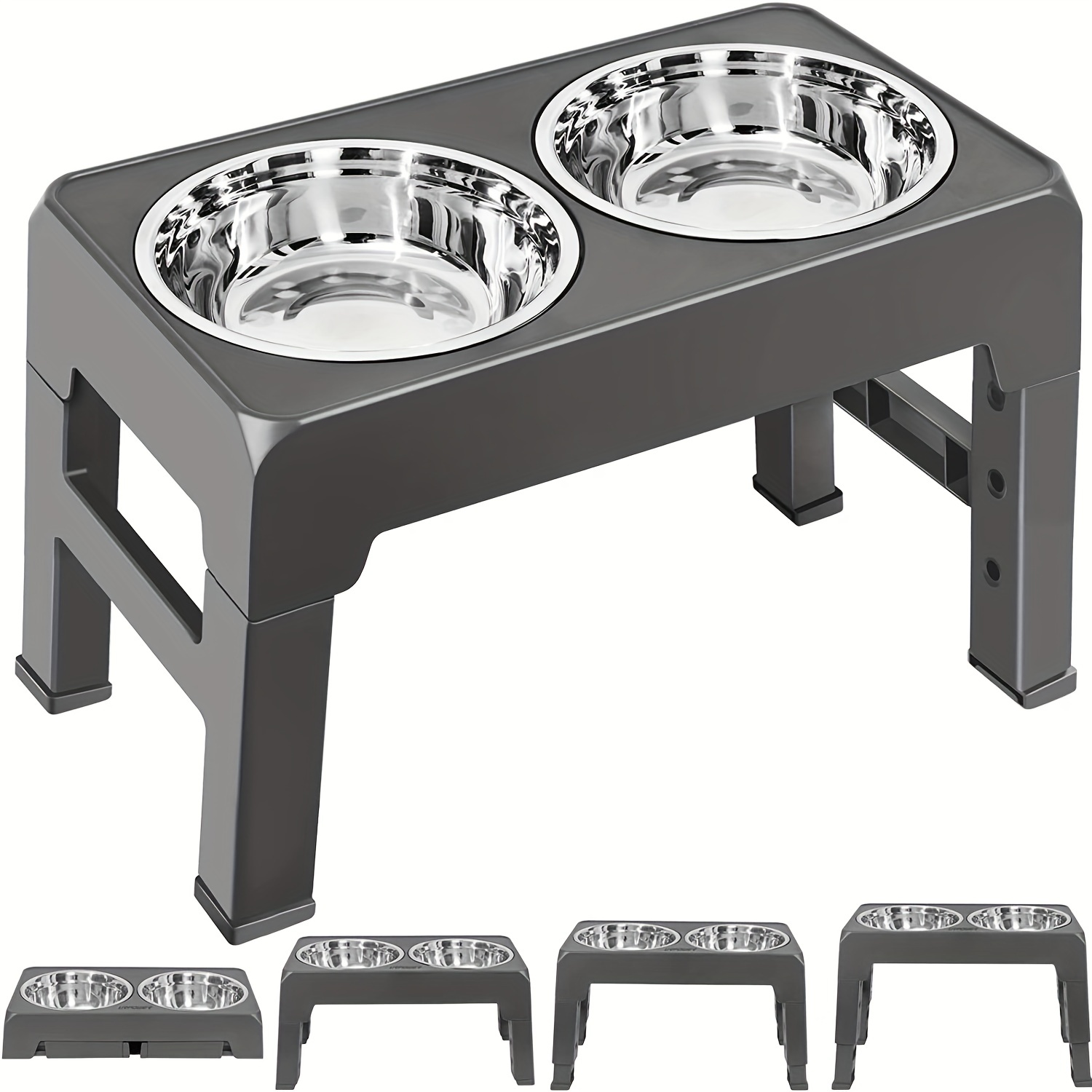 Elevated Dog Bowls 4 Height Adjustable Raised Dog Bowl With 2 Stainless  Steel Dog Food Bowls - Temu