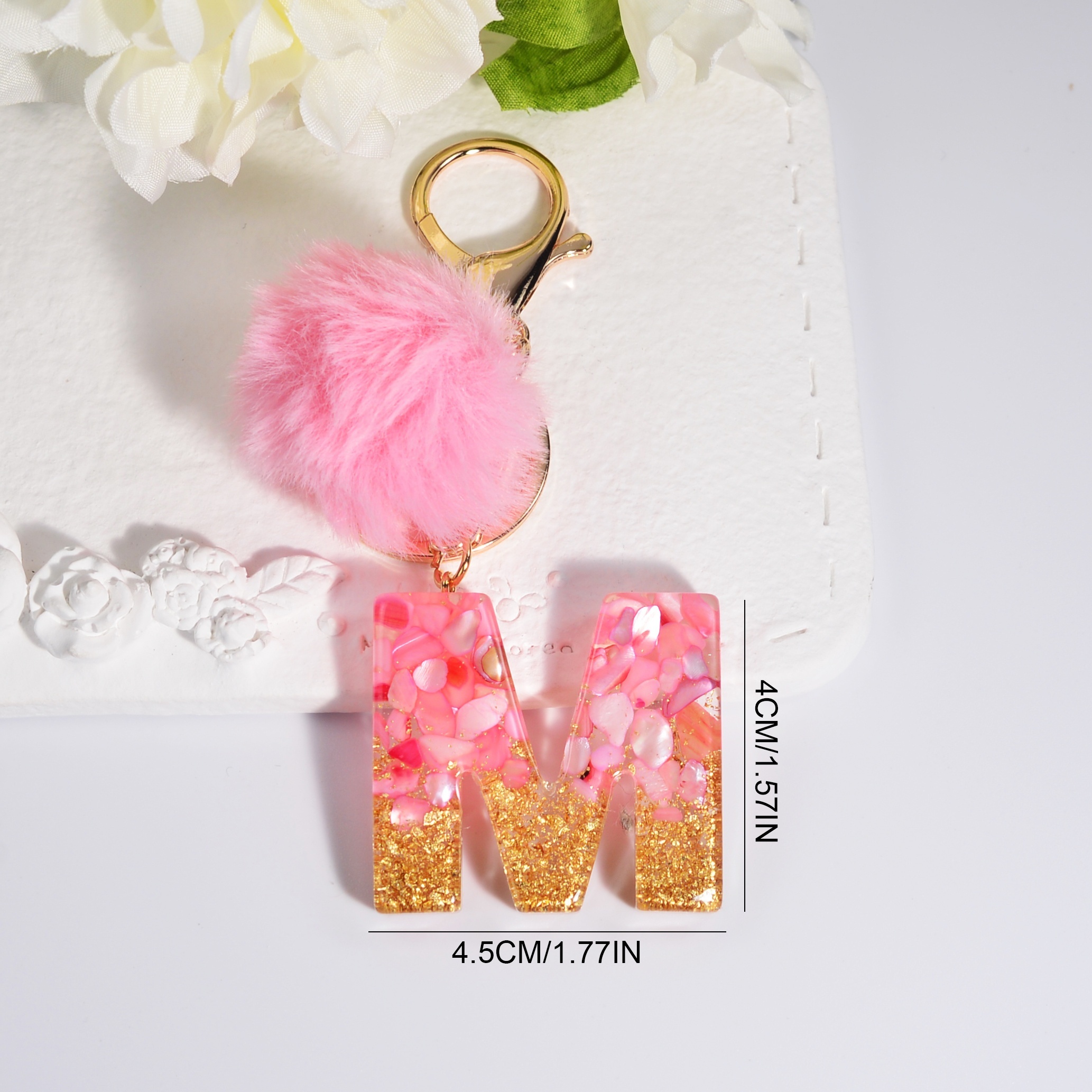 Pom pom keyring with on sale initial