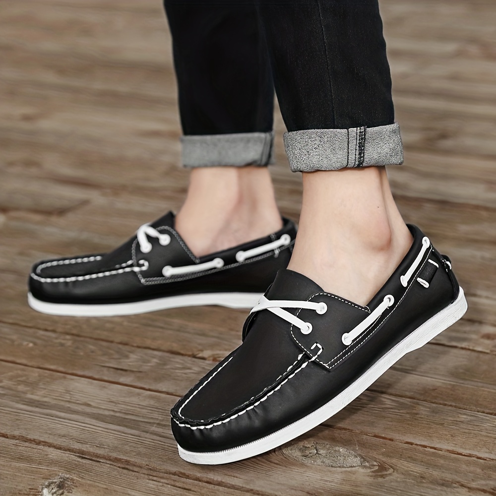 plus size mens boat loafers with pu leather   wear resistant slip on shoes for outdoor walking spring and summer details 33