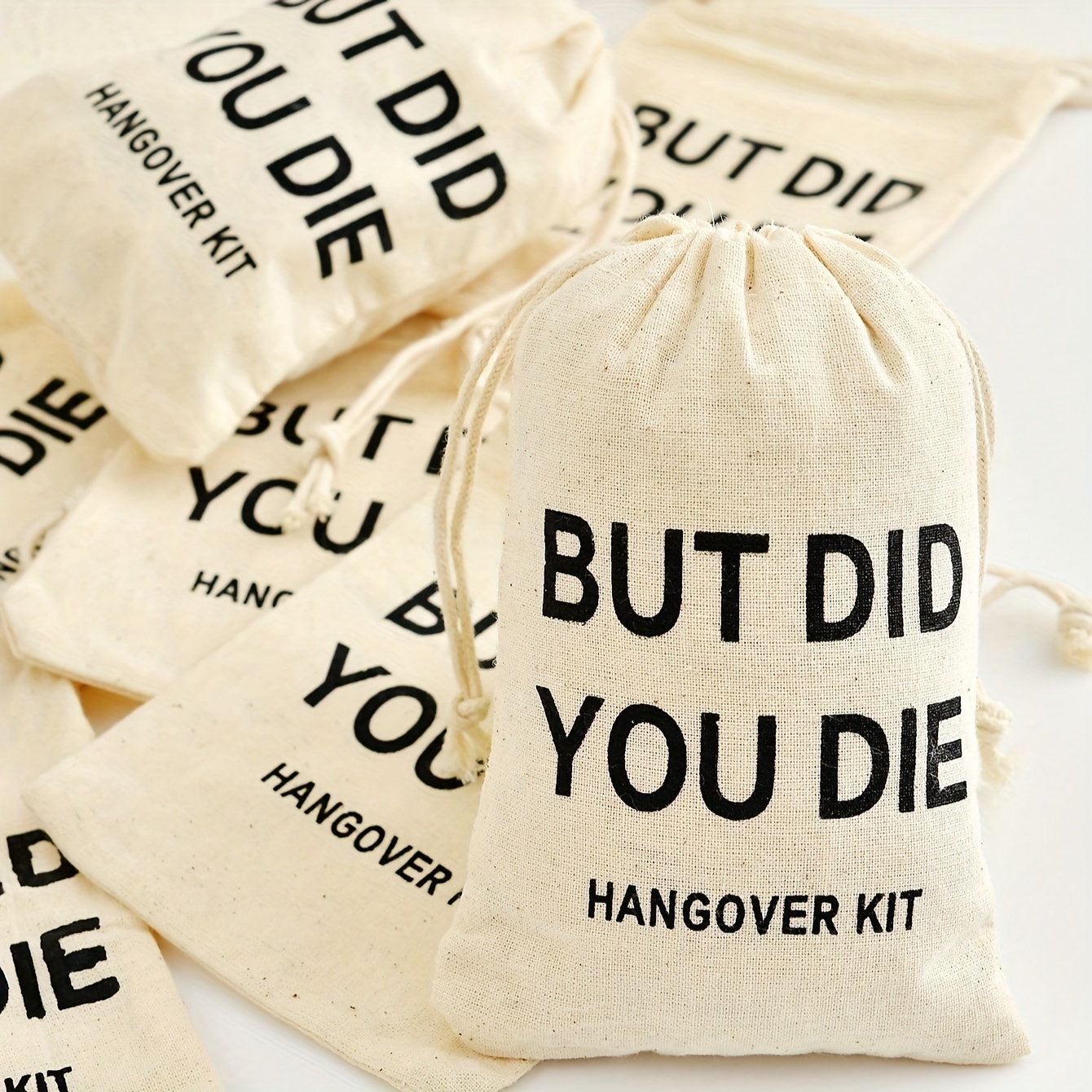 Die Hangover Kit Suffocation Set Burlap Bag First Aid - Temu