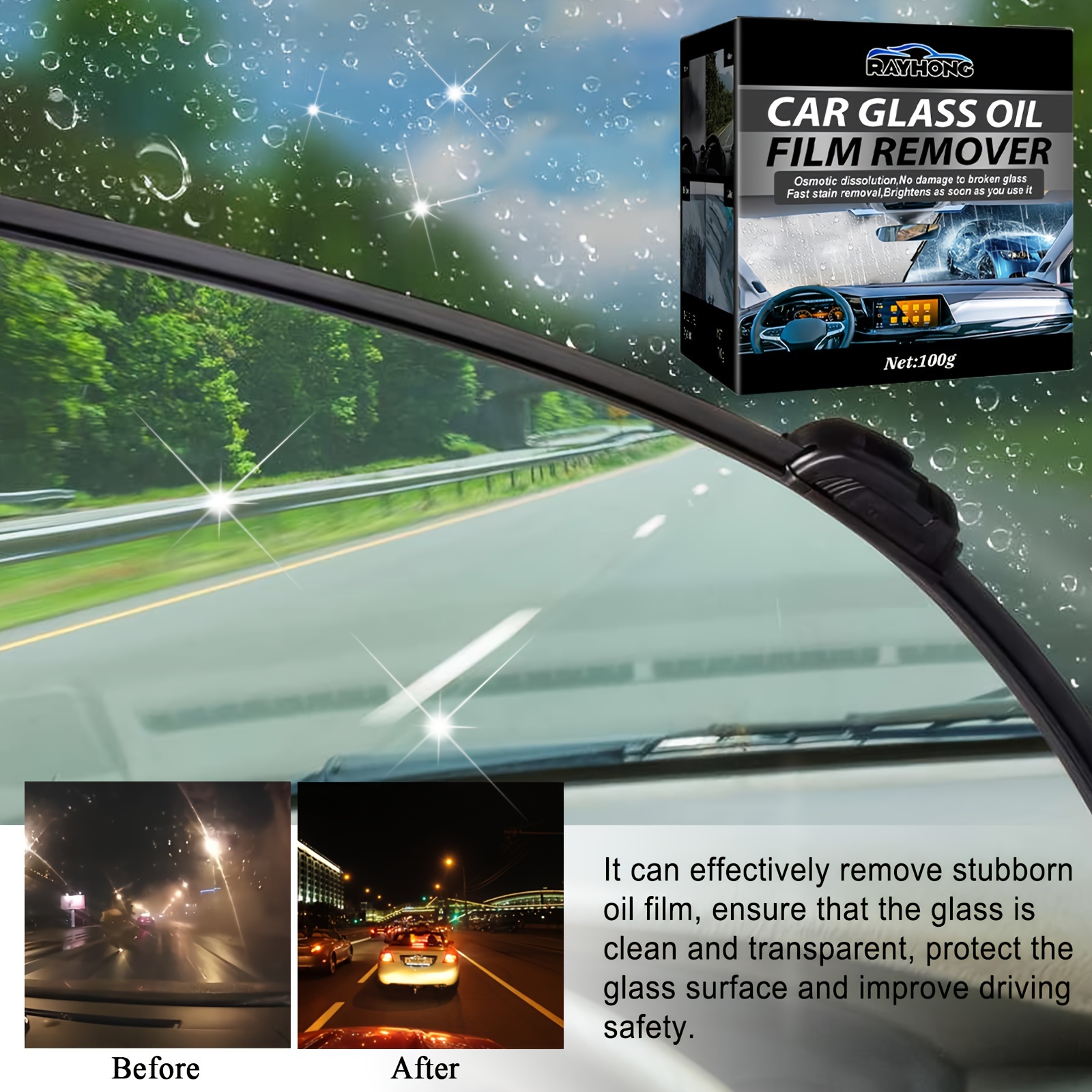 100ml Car Glass Oil Film Remover Paste Film Coating Agent Anti-fog