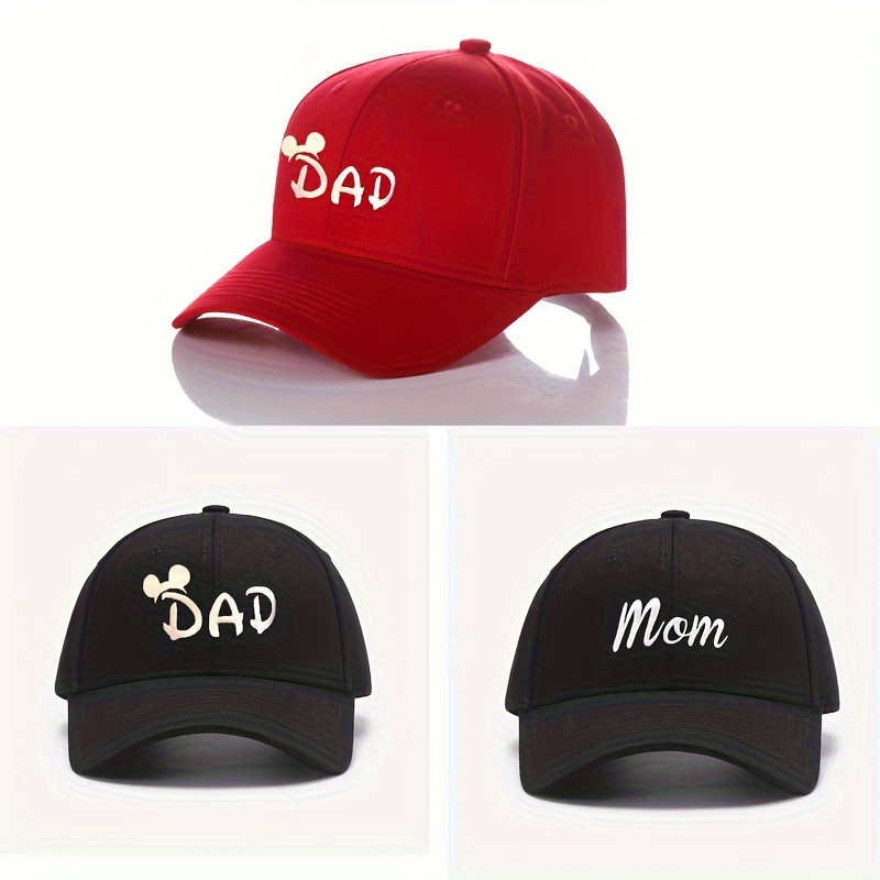 

1pc Valentine's Day Dad Mom Solid Color Embroidered Couple Baseball Cap, Suitable For Both Men And Women