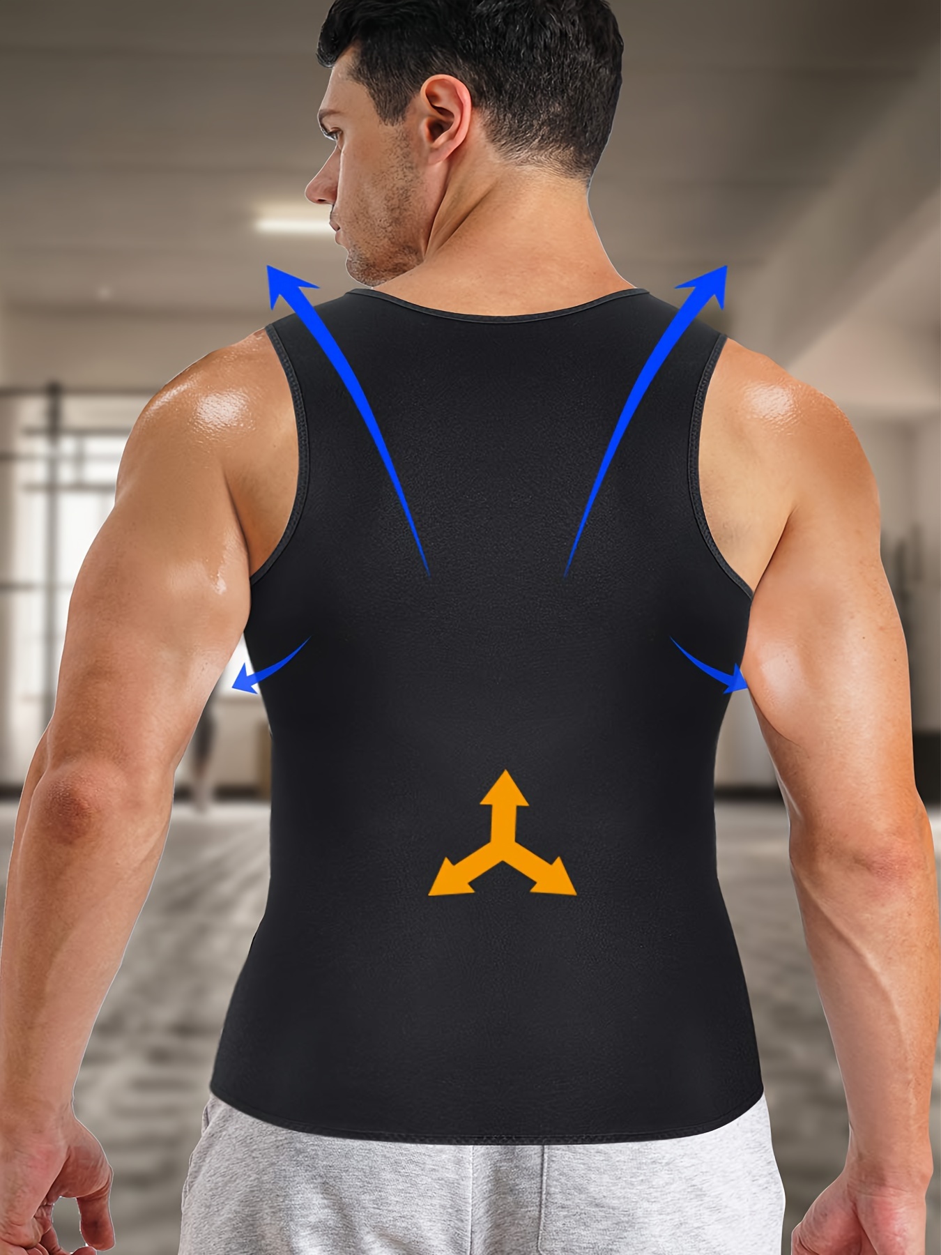 Men Body Shaper Waist Trainer Sauna Vest Double Belt Abdomen Slimming Sweat  Vest Fitness Belt.black