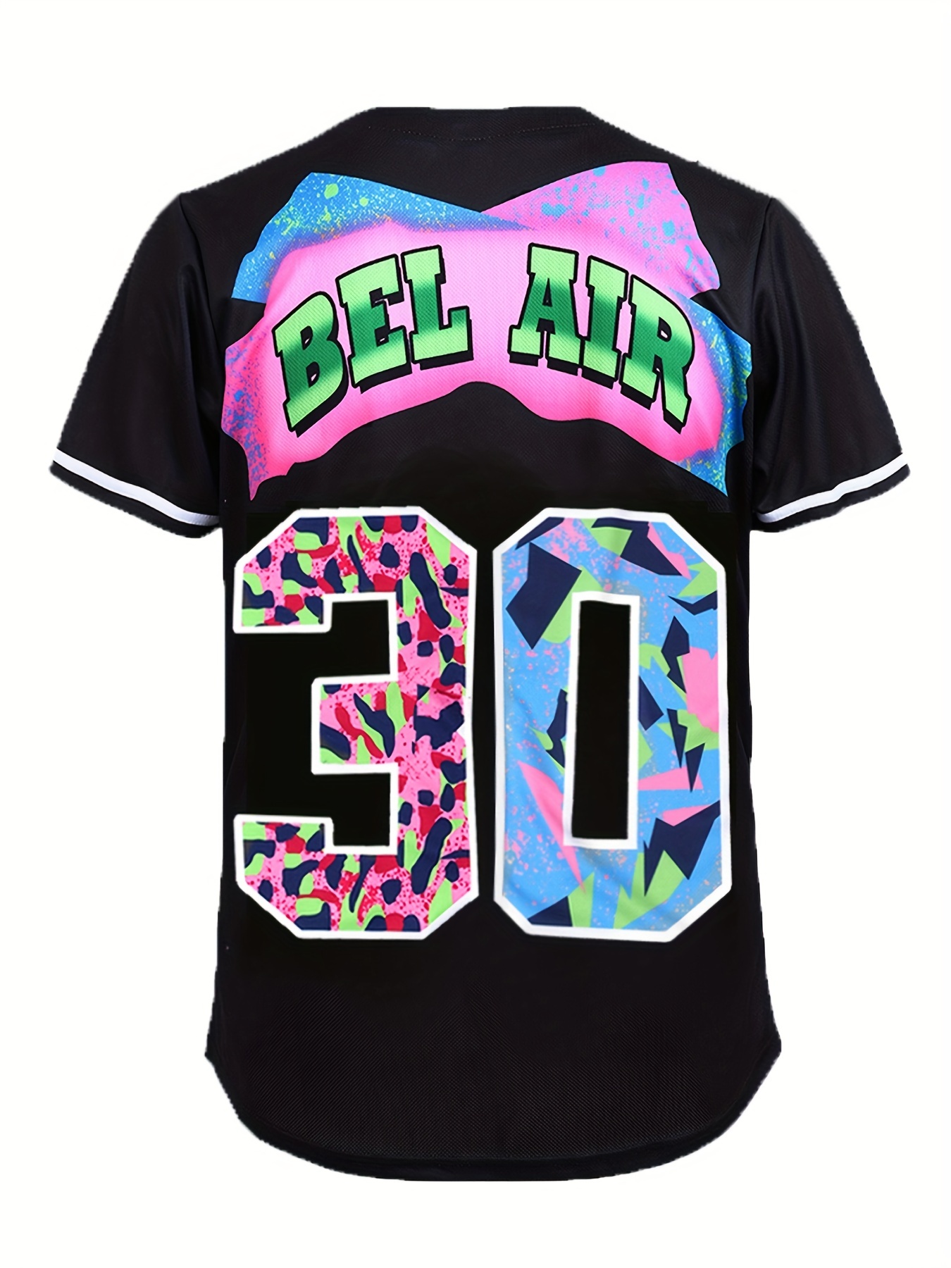 HOP FASHION Unisex 90s Theme Party Hip Hop Bel Air Baseball Jersey Short  Sleeve