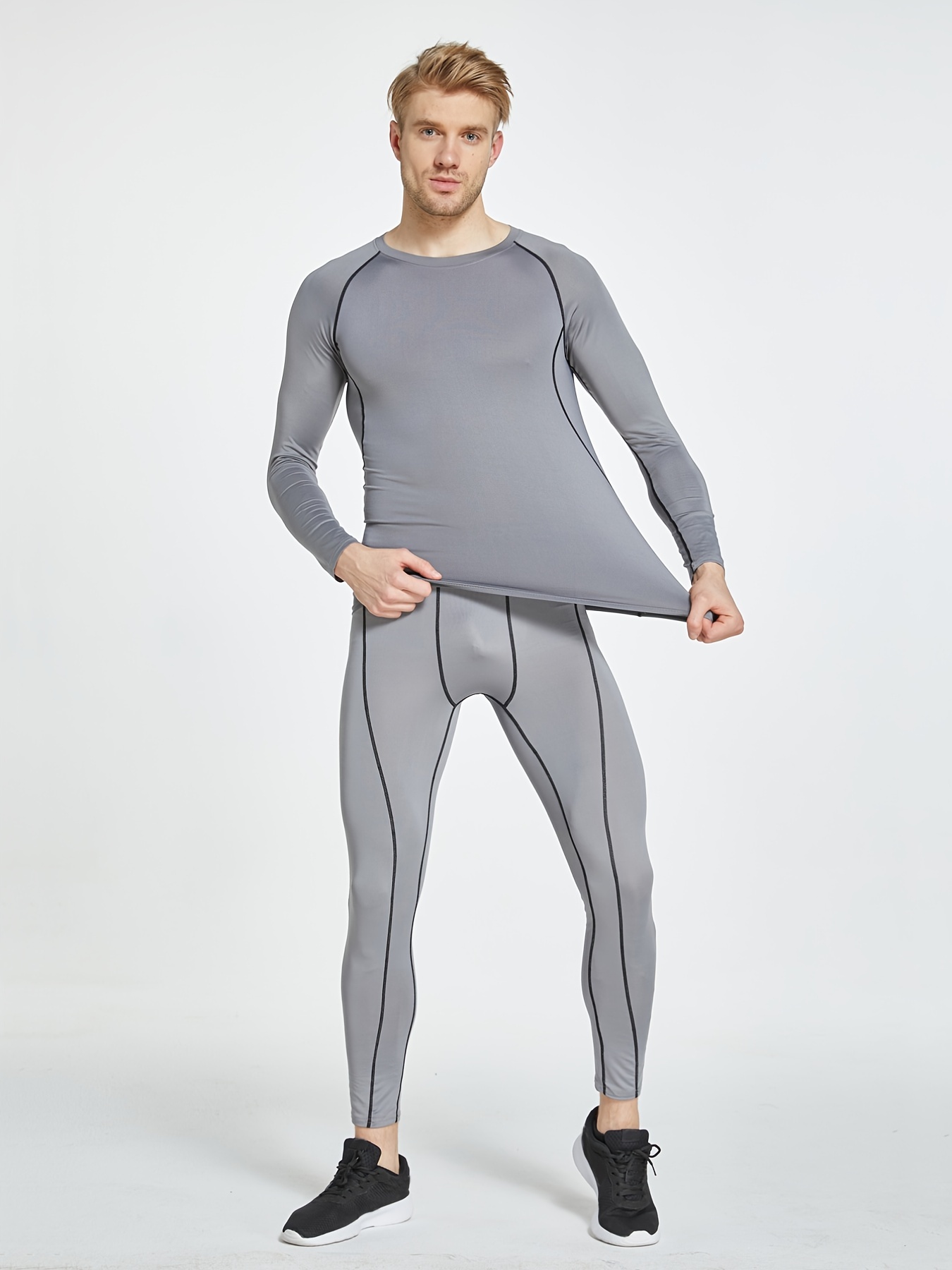 Men's Grey Compression Shirts: Quick dry Long Sleeve - Temu Canada