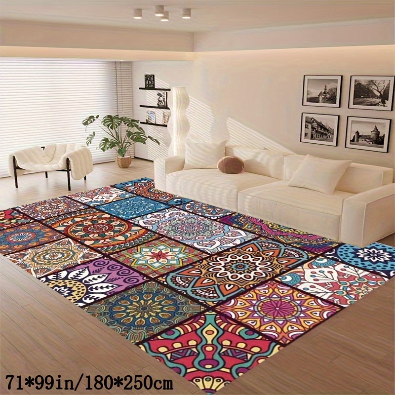 Large Carpet Floor Mat In Bohemian Style Colorful Soft - Temu