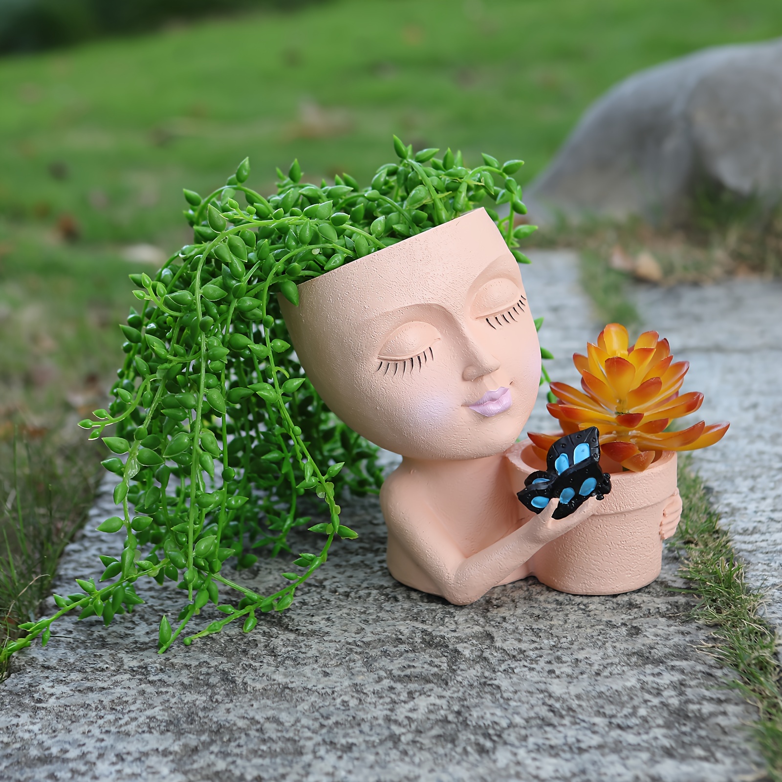 Jardinière tête de femme avec drainage Pot de planteur de visage