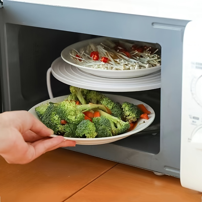 1pc Impilatore per piatti a microonde Vassoio multifunzionale per microonde  con manico Teglia da forno Accessori per attrezzature da cucina