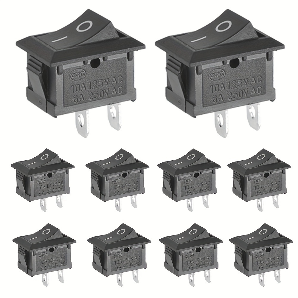Nodemcu Lua 10pcs Snap-in Rocker Switch Push-button Switch Toggle Power 2 Pin Ac 250v 6a 125v 10a2 Pin Position Snap Switch, Mini Rocker Switch
