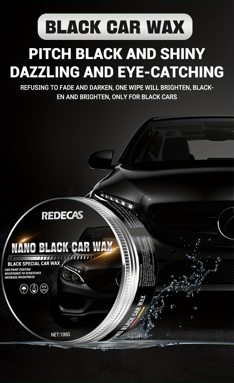 1pc 3.53oz Car Wax Only For Black Car Wax Decontamination Brightening  Scratch-resistant And Polishing Wax Plating Waxing With Sponge