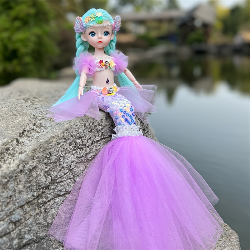 Mermaid Doll Girl Toy Blue Eyed Children's Princess Doll - Temu Canada