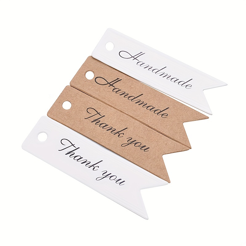 Gift Tags, 100 Pcs Kraft Paper Tags, Gift Wrap Tags for Wedding Brown Rectangle Craft Hang Tags.
