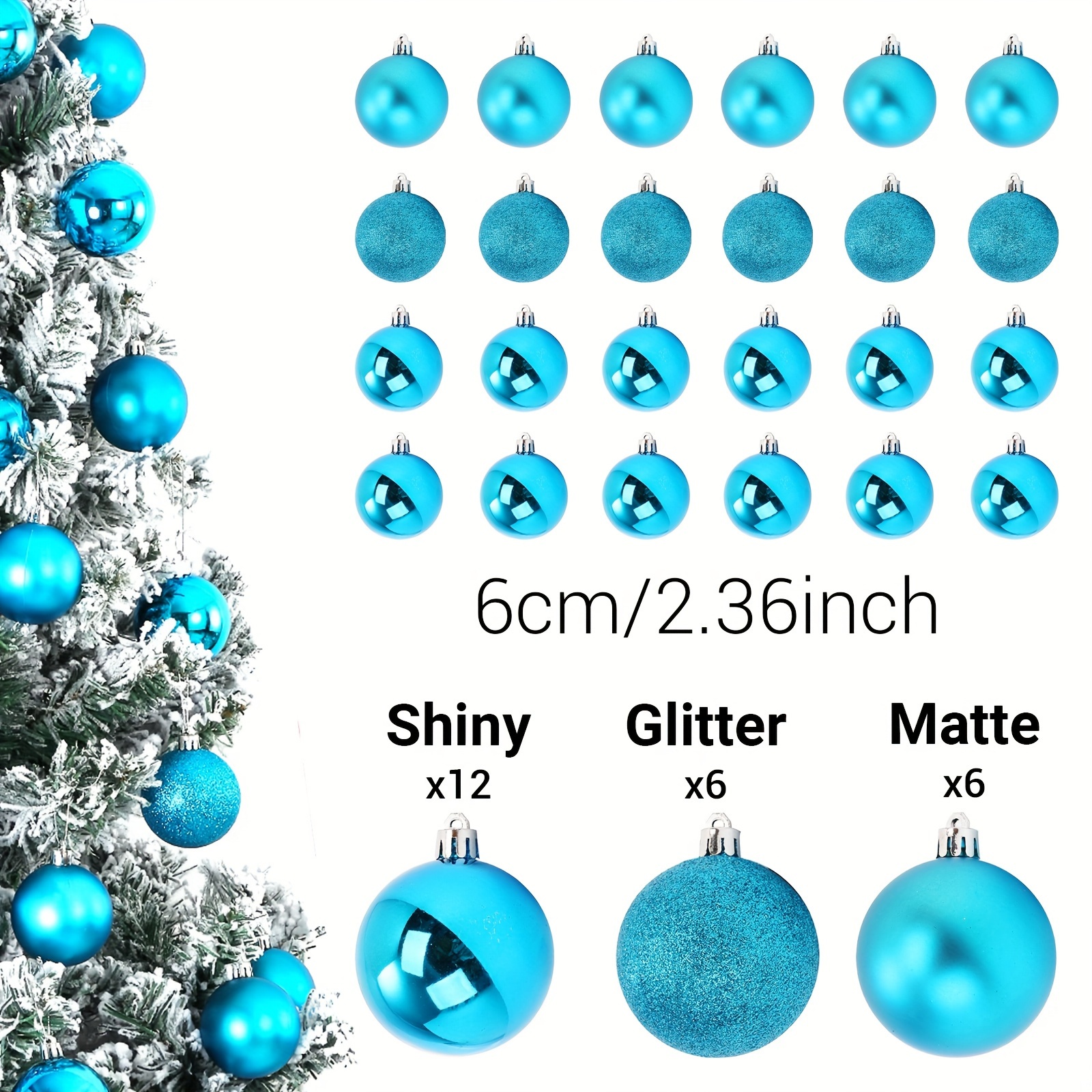 24pcs christmas balls ornaments for xmas christmas tree - shatterproof christmas tree decorations hanging ball for holiday wedding party decoration (3cm) u 0