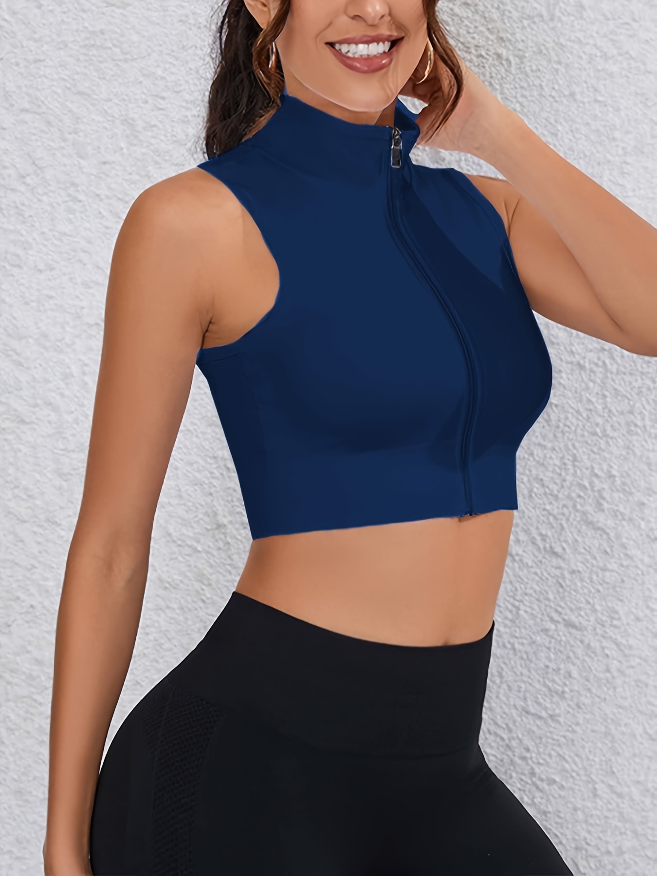 Women Sleeveless Turtleneck Tank Top Stretch Mock Neck Fitted Solid Casual  Basic