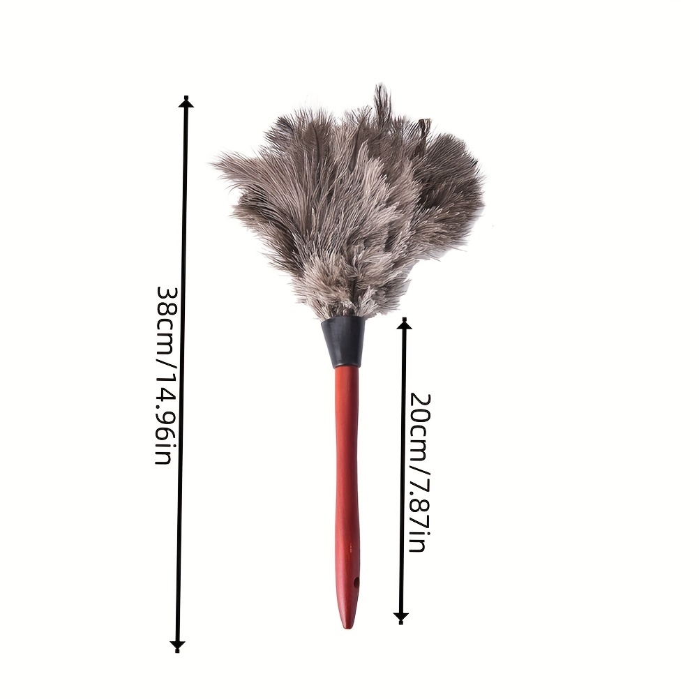 Anti-Static Ostrich Feather Fur Brush Duster Dust Cleaning Tool Wooden  Handle