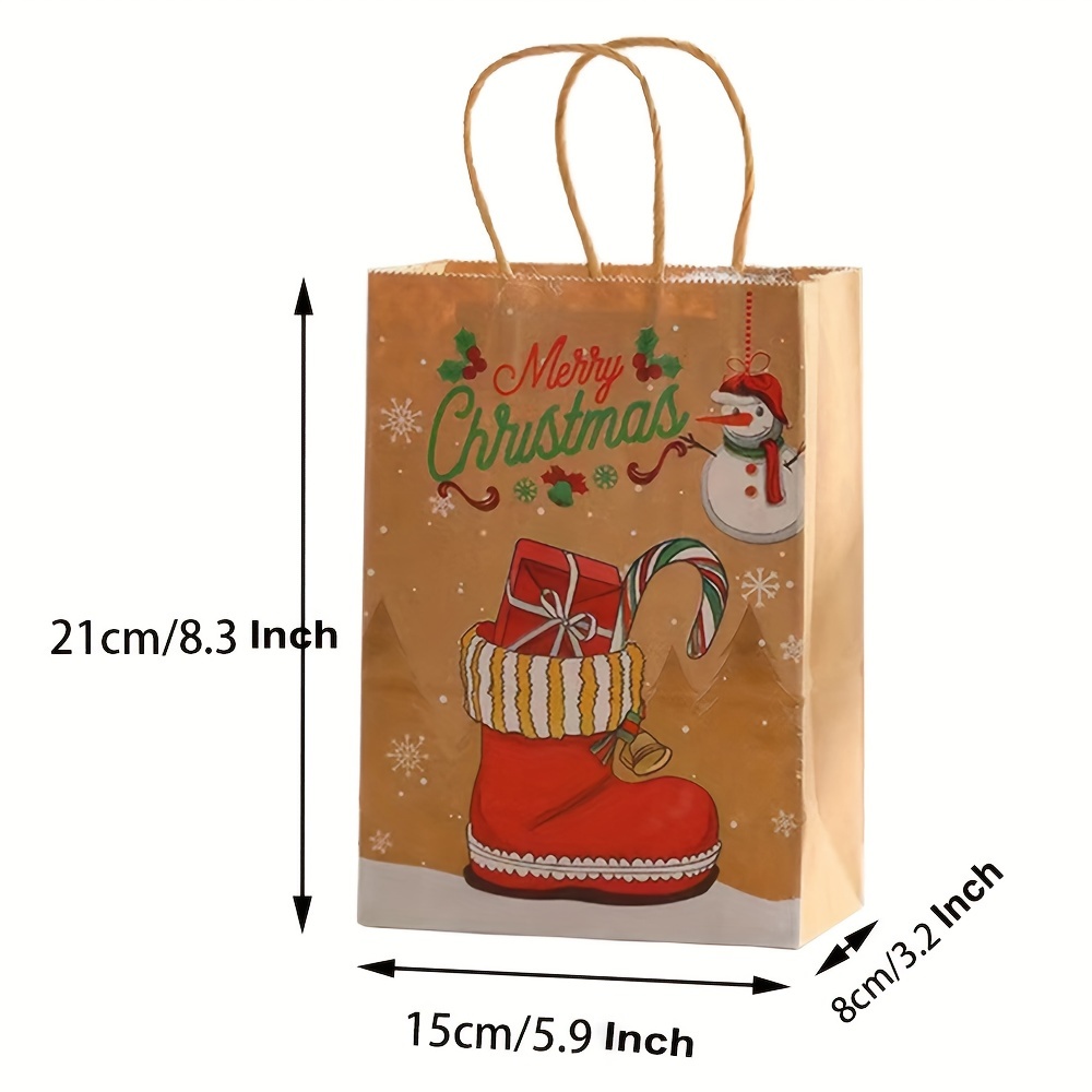 Sacchettini regalo Merry Christmas carta kraft con pois da 25 x 11 x 27 cm  - 3 unità per 3,50 €