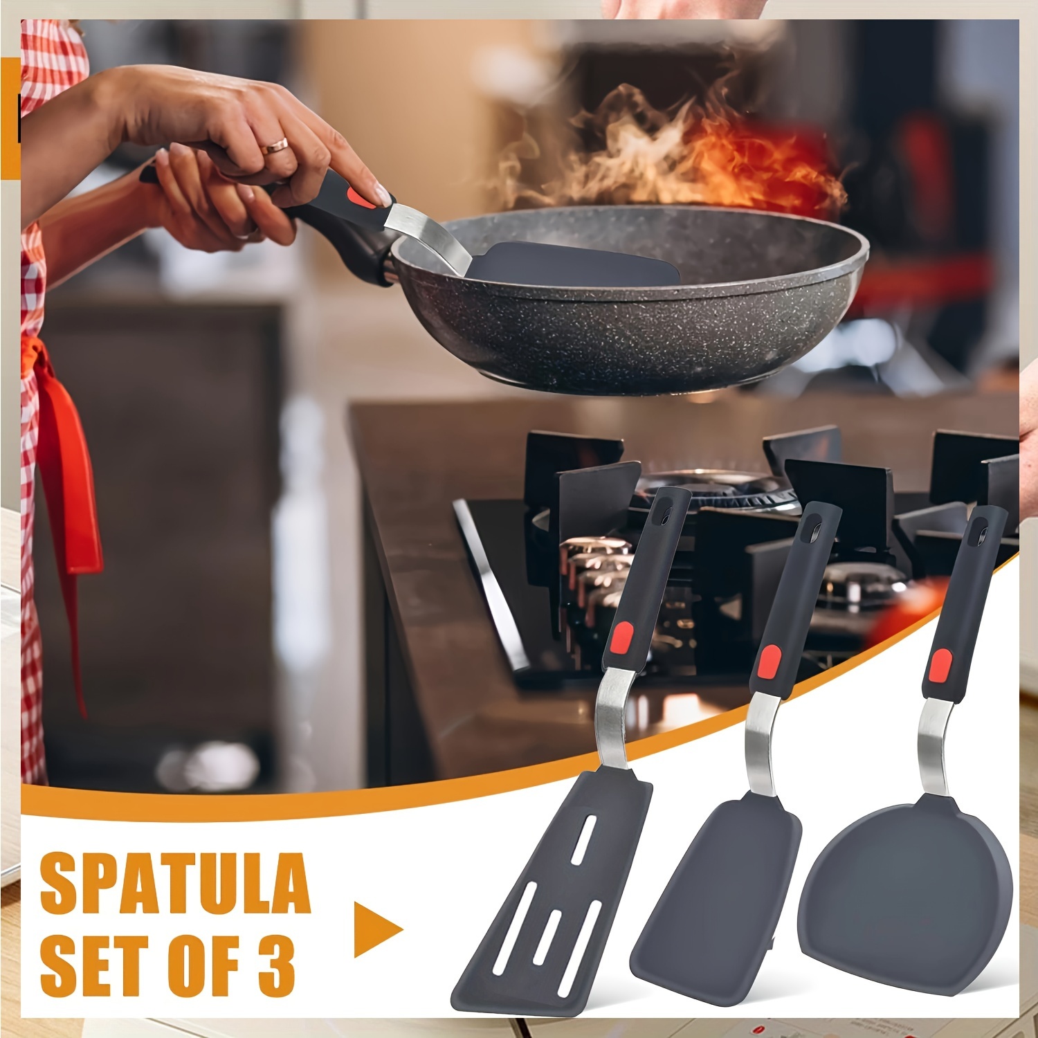 Silicone Spatula Turner Set, Cooking Spatulas For Nonstick