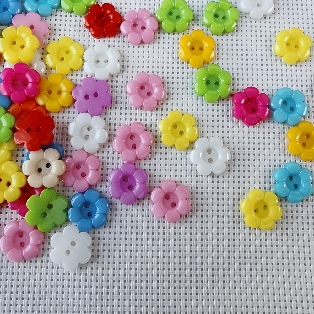 100/150pcs Round Flower Buttons, Plastic Sewing Buttons For Sewing Arts &  Crafts Decoration
