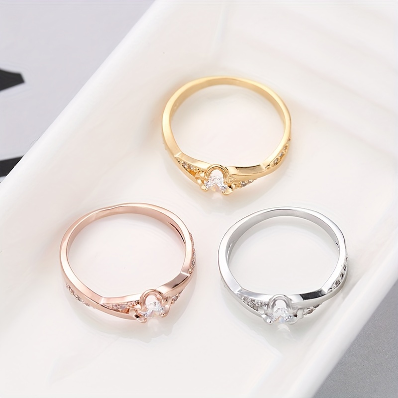 

Elegant Ring Plated Paved Shining Zirconia Golden / Silvery / Rosy Make Your Call Match Daily Outfits Party Accessory