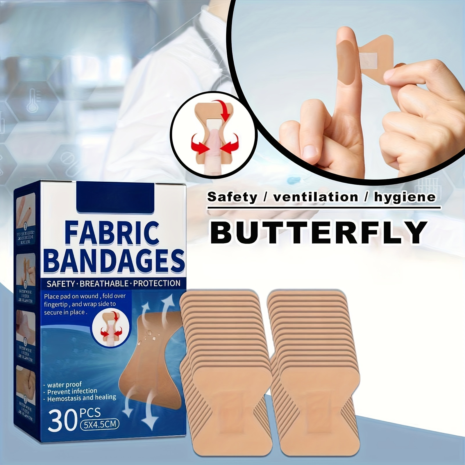 Zip Sutures Adhesive Bandages Emergency Laceration Closures - Laceration  kit for 1/2-3 1/4 inch Wound.Waterproof Flexible Fabric Wound Stitching kit