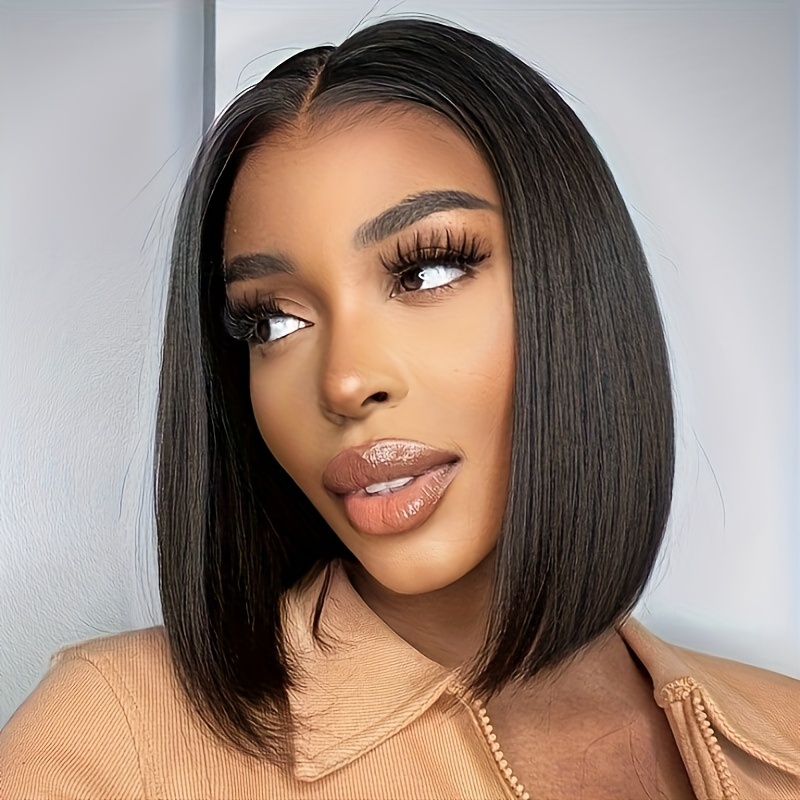 180 Density Wear And Go Glueless Straight Bob Wig Human Hair Pre Cut HD 4x4 Lace Closure Wigs For Women Straight Glueless Bob Lace Front Wig For Begi