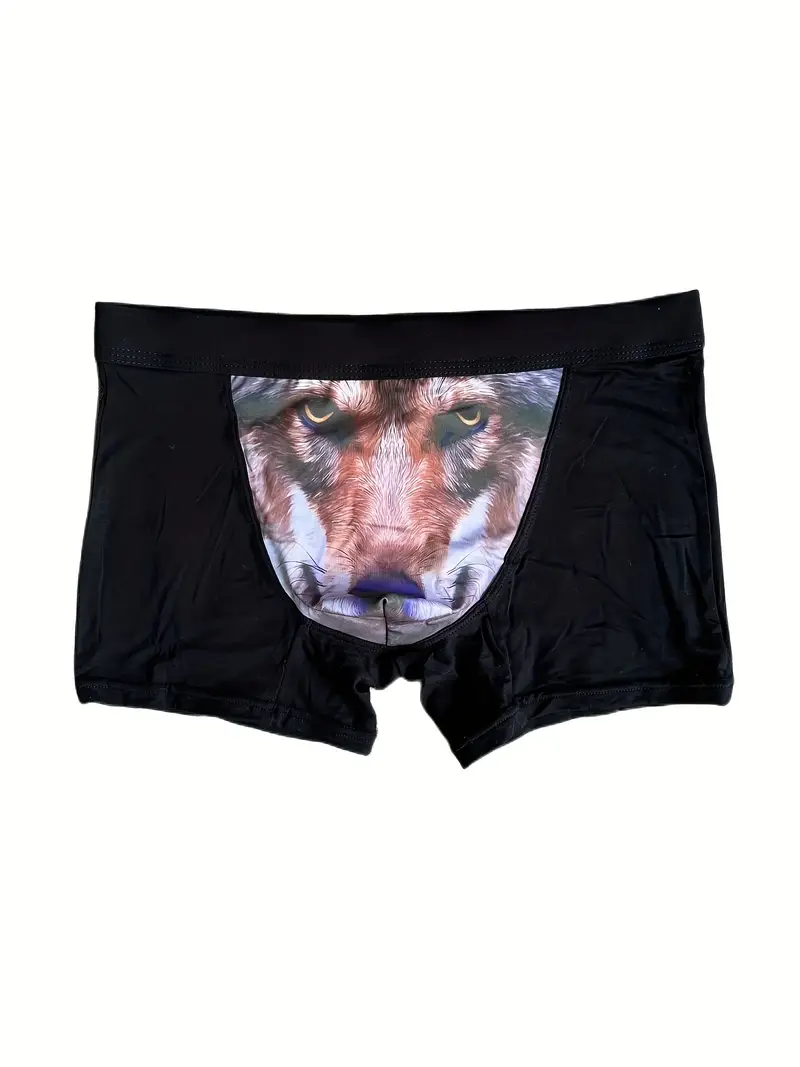 Men's 3d Wolf Pattern Print Fashion Personalized Boxer - Temu Canada