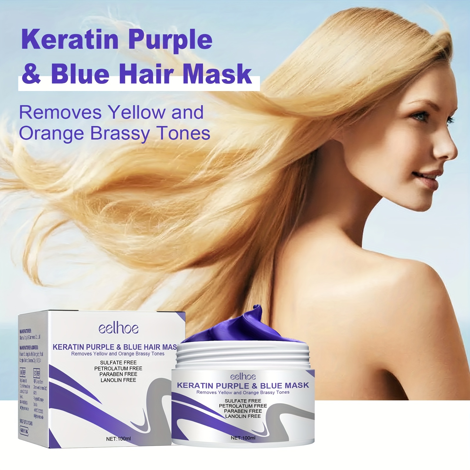 Keratin Purple Hair Mask Suitable For Blonde Platinum Bleached