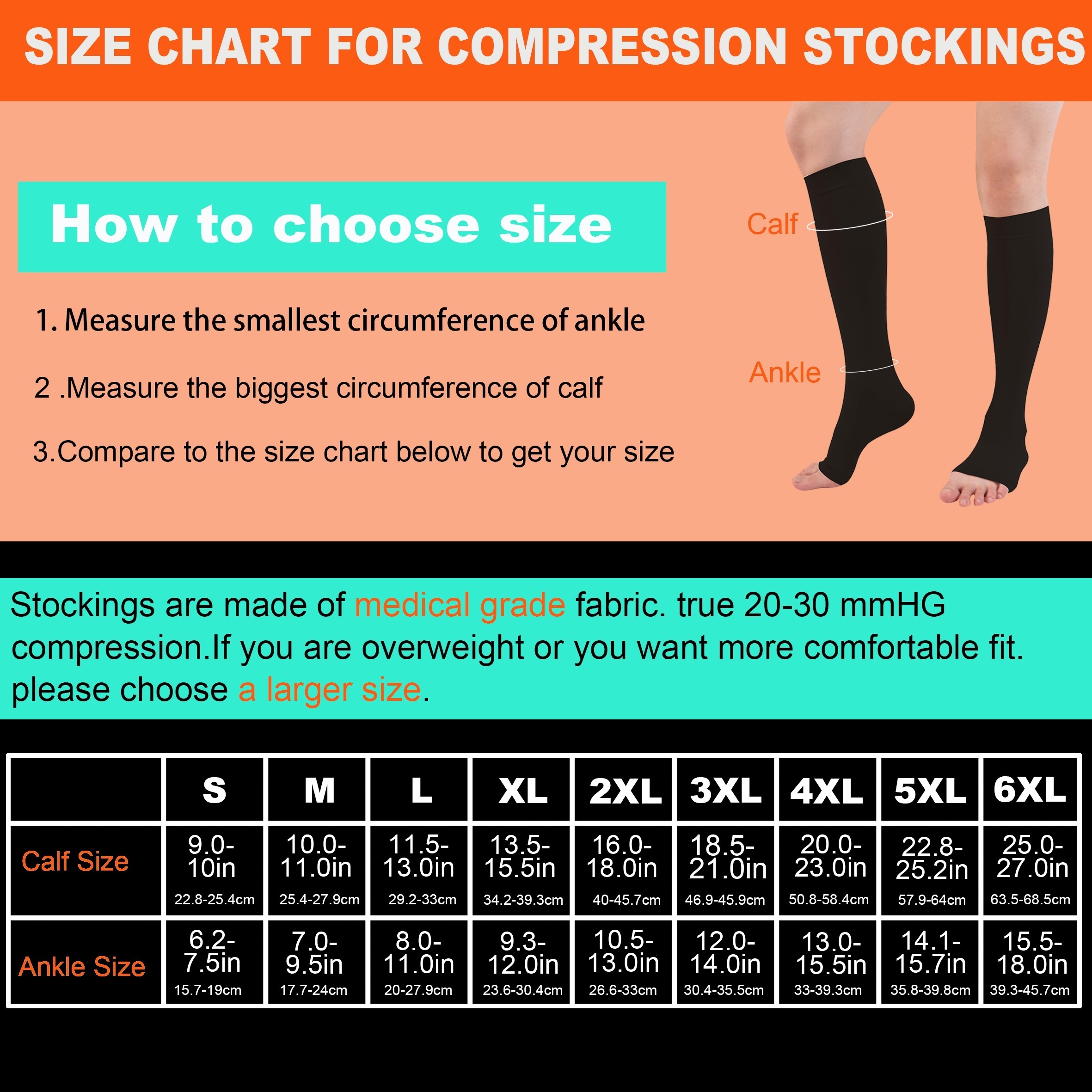 Graduated Compression Socks Circulation 20-30 mmHg