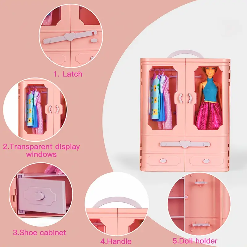 Doll House Toys Fits Doll Closet Includes Doll Clothes And - Temu