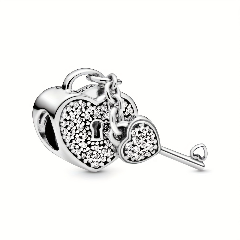 Sterling Silver S925 Pandora Lock and Key Necklace Set 