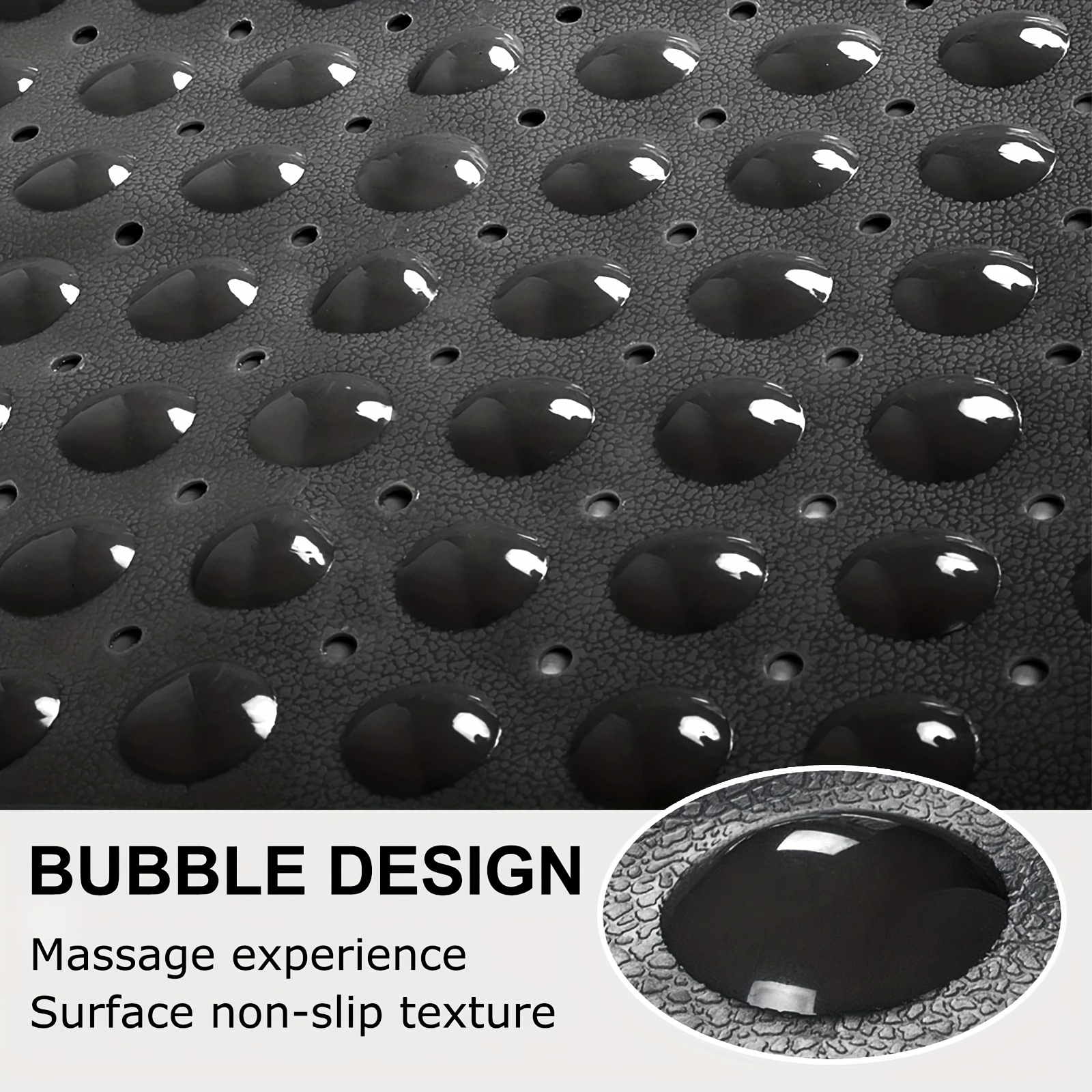 XL Non Slip Bath Tub Shower Mat Suction Cups Washable Drain Holes